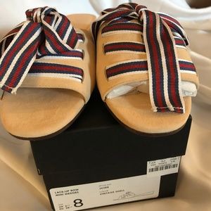 J. Crew NWT Lace-Up Bow mini wedges
